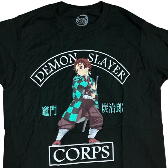 Demon Slayer Other - Demon Slayer T-Shirt Mens S Tanjiro Kamado Graphic Corps Anime Sword Black